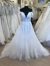 Ball Gown/Princess Off-the-shoulder Organza Court Train Wedding Dress With Appliques Lace #UKM00028888