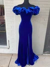 Sheath/Column Off-the-shoulder Velvet Modest Prom Dresses #UKM020124057