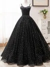 Black Ball Gown Sweetheart Floor-length Tulle Prom Dresses #UKM020124078