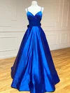 Ball Gown V-neck Satin Prom Dresses With Bow #UKM020124084