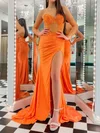 Sheath/Column Strapless Jersey Prom Dresses With Beading #UKM020124112