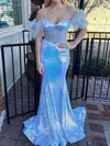Mermaid Off-the-shoulder Sparkly Sequin Prom Dresses With Feather #UKM020124133