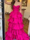 Ball Gown Strapless Taffeta Ruffle Tiered Prom Dresses #UKM020124159