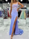 Sheath/Column Square Neck Glitter Prom Dresses With Appliques #UKM020124170