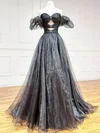 Ball Gown Off-the-shoulder Tulle Cut Out Prom Dresses With Beading #UKM020124191