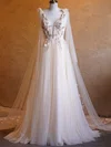 Ball Gown Illusion Tulle Prom Dresses With Appliques #UKM020124198