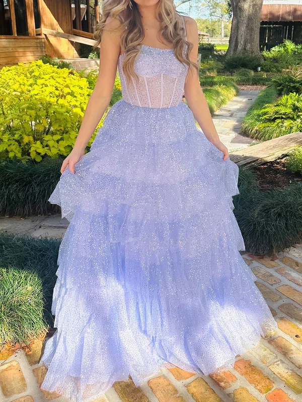 Ball Gown Sweetheart Tulle Ruffle Tiered Prom Dresses #UKM020124218