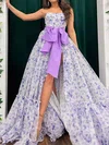 Ball Gown Strapless Chiffon Floral Prom Dresses With Bow #UKM020124225