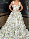Ball Gown Sweetheart Satin Floral Prom Dresses With Ruched #UKM020124231