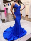 Mermaid V-neck Jersey Beaded Prom Dresses #UKM020124247