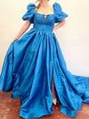 Ball Gown Sweetheart Satin Cut Out Prom Dresses With Puff Sleeve #UKM020124277
