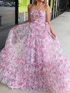 Ball Gown Halter Tulle Floral Tiered Prom Dresses #UKM020124282