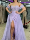 Ball Gown Off-the-shoulder Tulle Prom Dresses With Ruched #UKM020124310