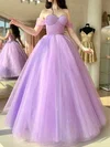 Ball Gown Off-the-shoulder Tulle Prom Dresses With Ruched #UKM020124440