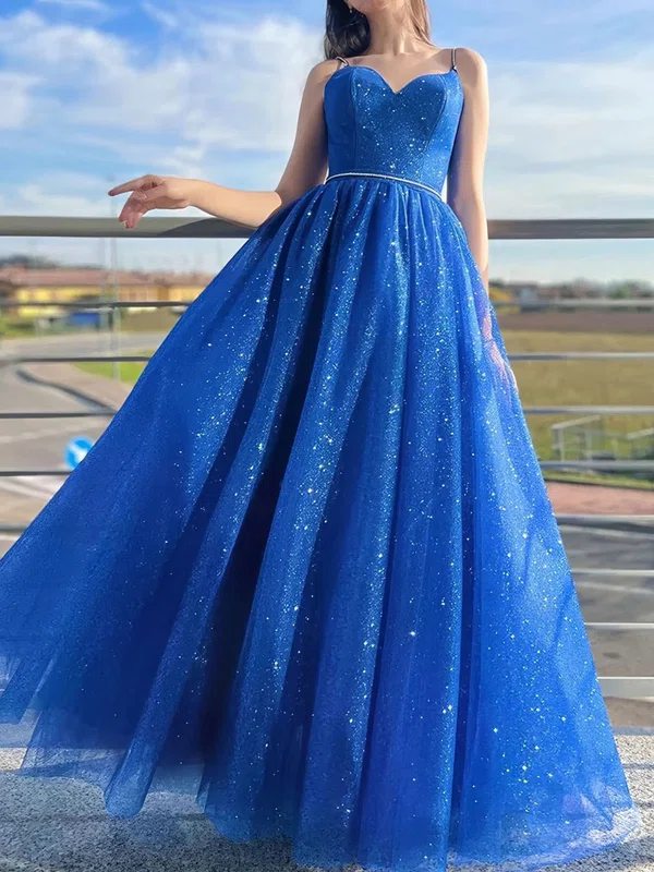 Ball Gown V-neck Tulle Prom Dresses With Beading #UKM020124449