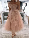 Princess One Shoulder Tulle Ruffle Prom Dresses #UKM020124562