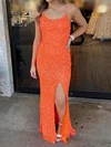 Sheath/Column Scoop Neck Sparkly Sequin Prom Dresses #UKM020124614