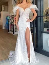 Sheath/Column Off-the-shoulder Sparkly Sequin Prom Dresses With Fringe #UKM020124678