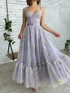 Ball Gown Sweetheart Tulle Floral Prom Dresses With Ruffle #UKM020124687