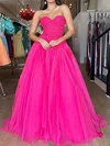 Ball Gown Strapless Tulle Prom Dresses With Appliques #UKM020124689