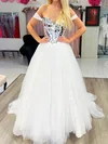 Ball Gown Off-the-shoulder Tulle Corset Prom Dresses With Beading #UKM020124690