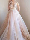 Ball Gown Illusion Tulle Prom Dresses With Appliques #UKM020124766