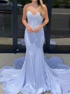 Mermaid Strapless Jersey Corset Beaded Prom Dresses #UKM020125260