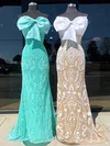 Sheath/Column Strapless Lace Prom Dresses With Bow #UKM020125266