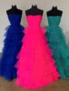 Ball Gown Strapless Tulle Floor-length Ruffle Tiered Prom Dresses #UKM020125273
