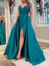 Ball Gown Satin Floor-length Strapless Prom Dresses With Ruched #UKM020125311