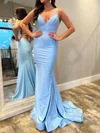 Sheath/Column V-neck Jersey Beaded Prom Dresse With Ruched #UKM020125315