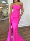 Mermaid Strapless Satin Corset Prom Dresses with Ruched #UKM020125380