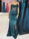 Sheath/Column Sweetheart Satin Corset Prom Dresses With Ruched #UKM020125412
