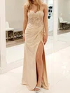 Sheath/Column Strapless Jersey Beaded Prom Dresses With Appliques #UKM020125438