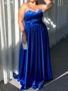 Ball Gown Strapless Satin Prom Dresses With Ruched #UKM020125468