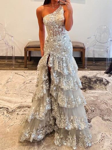 Mermaid One Shoulder Sparkly Sequin Prom Dresses #UKM020125512