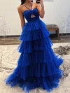 Ball Gown Halter Tulle Ruffle Tiered Prom Dresses #UKM020125535