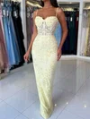 Sheath/Column Sweetheart Lace Tulle Prom Dresses With Appliques #UKM020125553