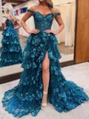 Ball Gown Off-the-shoulder Sequin Tiered Prom Dresses #UKM020125597