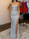 Sheath/Column Square Neck Sparkly Sequin Prom Dresses #UKM020125632