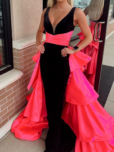 Elegant Ball Gown/Princess Satin Velvet Ruffle Prom Dresses #UKM020125657