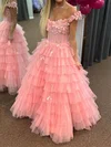 Cute Ball Gown/Princess Tulle Ruffle Floral Prom Dresses #UKM020125666