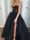 Corset Black Tulle Ball Gown/Princess Tiered Ruffle Prom Dresses #UKM020125682