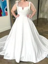 Ball Gown/Princess Square Neck Satin Court Train Wedding Dresses With Bow #UKM00028971