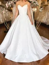 Ball Gown/Princess V-neck Satin Sweep Train Wedding Dresses #UKM00029021