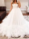 Ball Gown/Princess Sweetheart Tulle Sweep Train Wedding Dresses With Ruffles #UKM00029044