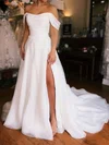 Ball Gown/Princess Off-the-shoulder Organza Sweep Train Wedding Dresses With Split Front #UKM00029055