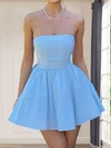 Straight Satin Skater Short Prom Dresses With Bow #UKM02054590