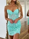 Sweetheart Lace Appliques Bodycon Short Prom Dresses #UKM02054615