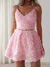 Cute Skater V-neck Floral Short Prom Dresses #UKM02054668